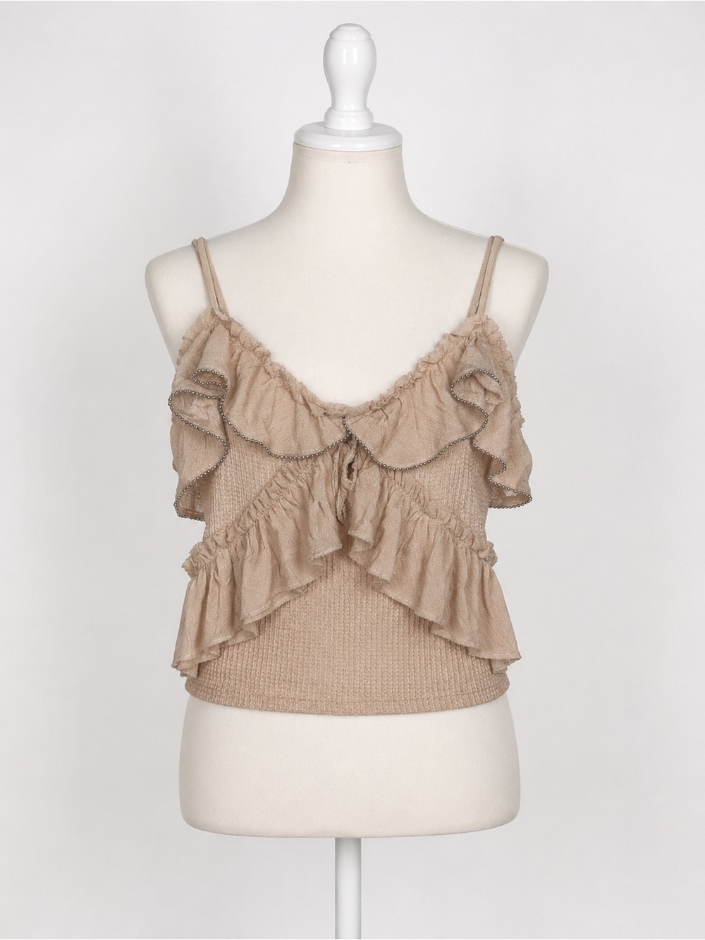 Zara Beige Ruffle Smocked Camisole